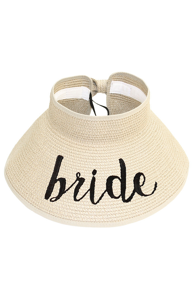 Women's Bride Roll up Paper Visor Hat in Beige