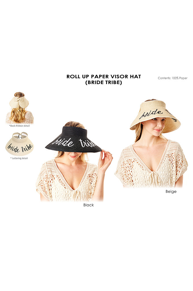 Women's Bride Tribe Roll up Paper Visor Hat — visor photo 2