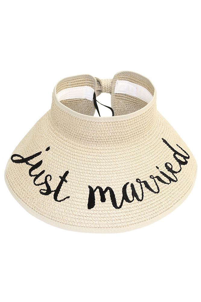 Women's Just Married Roll up Paper Visor Hat by BURACQ