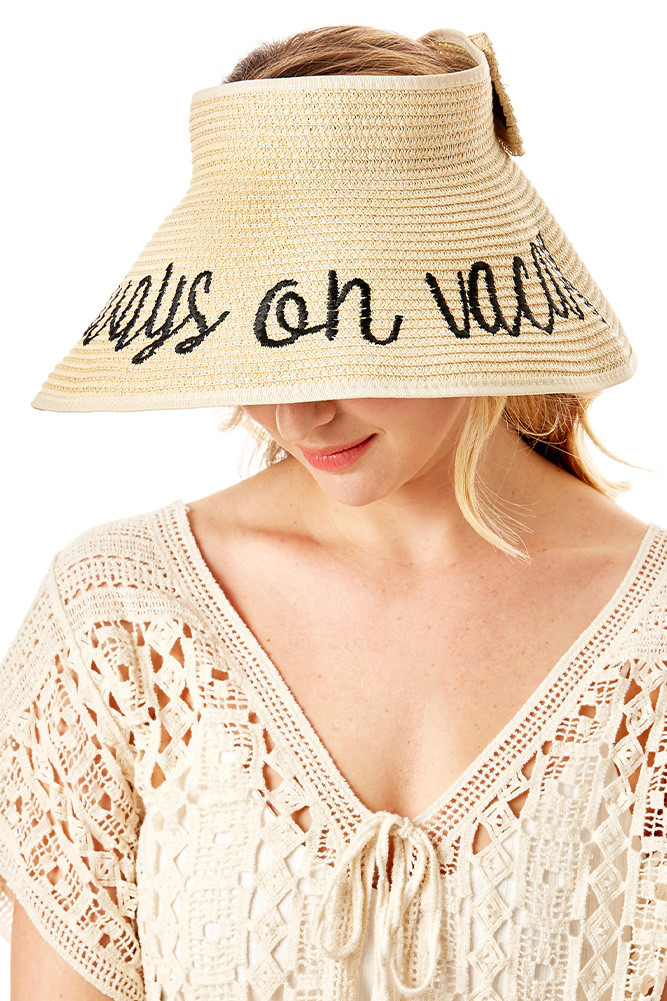 Women's Always on Vacay Roll up Paper Visor Hat in Beige