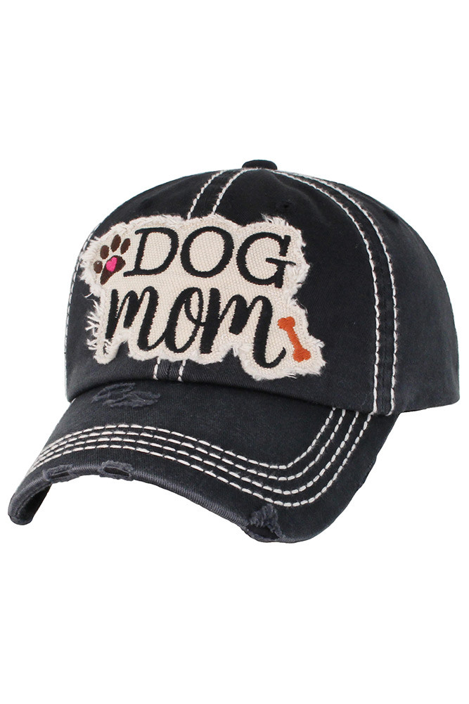 Women's Dog Mom Vintage Baseball Cap in Black