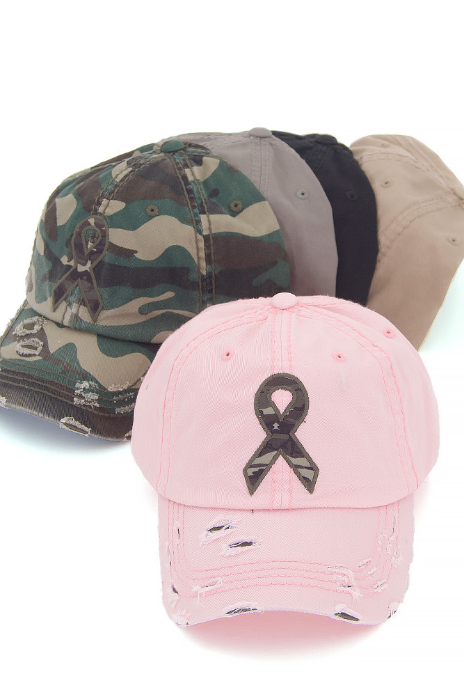 Women's Camo Ribbon Washed Vintage Baseball Cap by BURACQ