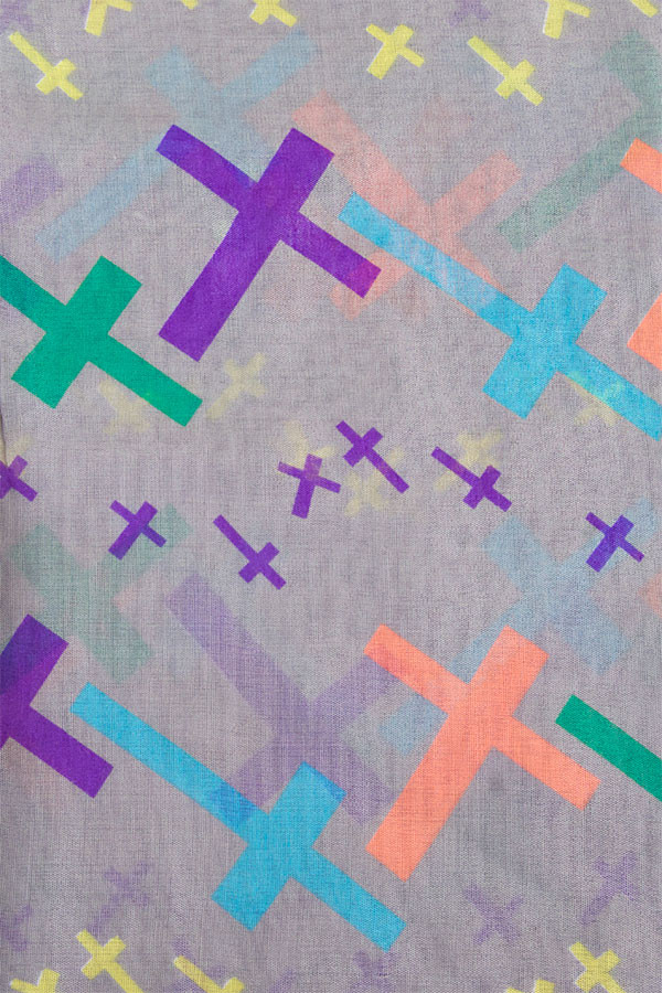 Women's Multi Color Cross Pattern Print Oblong Scarf — scarf photo 5