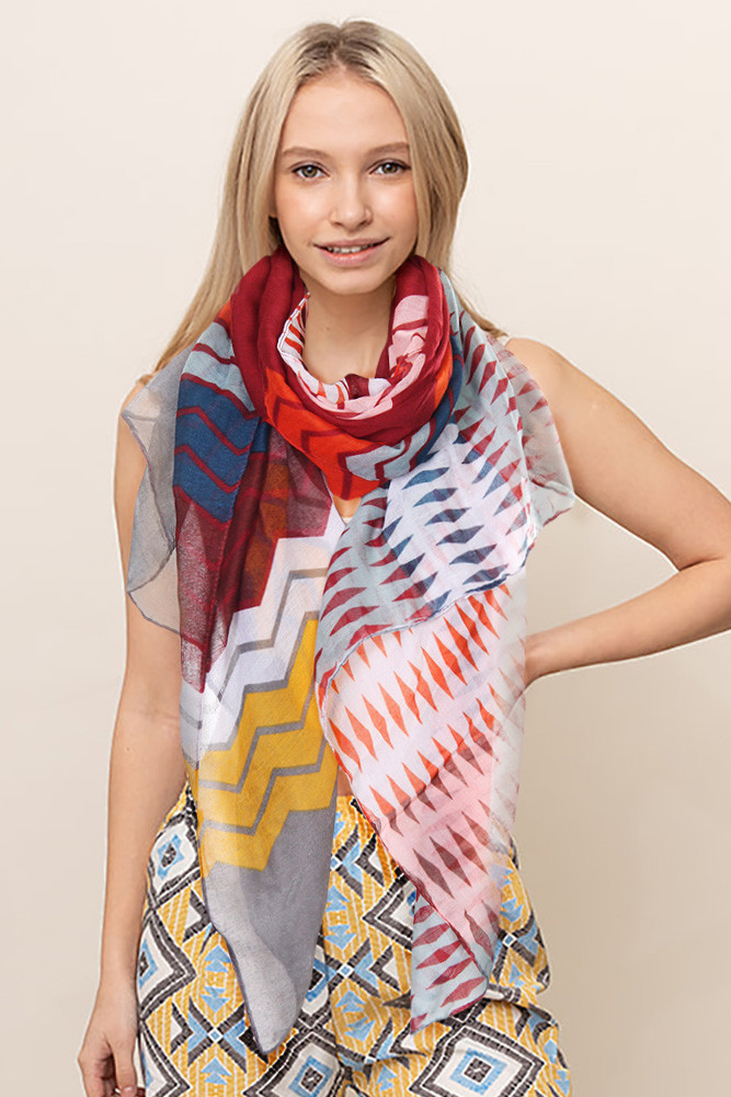 Women's Chevron Pattern Oblong Scarf by BURACQ