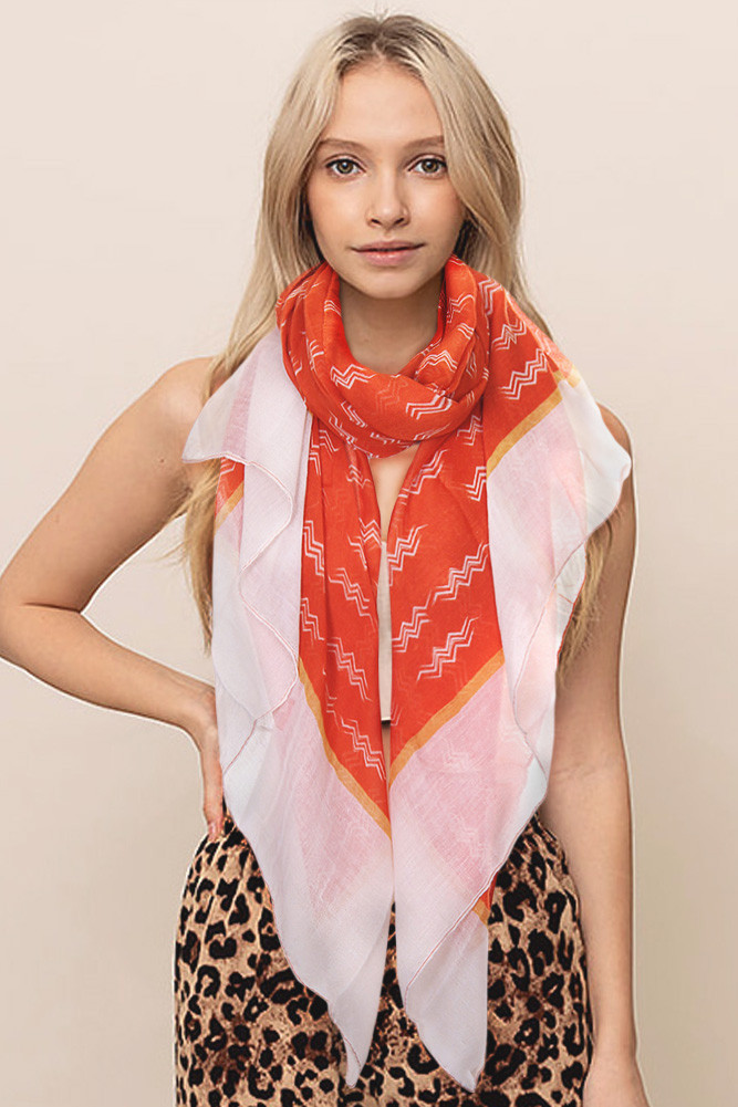 Women's Zig Zag Pattern Oblong Scarf in Olive by BURACQ