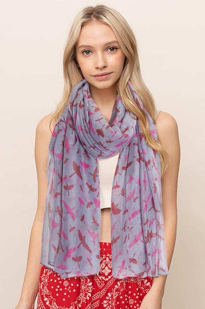 Women's Bird Pattern Print Scarf by BURACQ