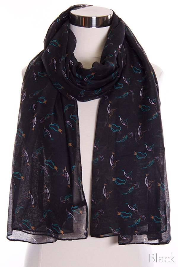 Women's Bird Pattern Scarf — scarf photo 3