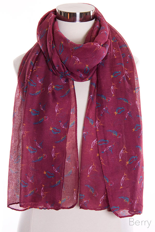 Women's Bird Pattern Scarf — scarf photo 4