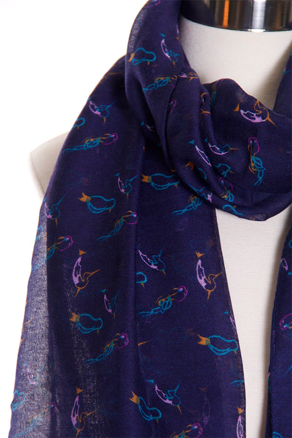 Women's Bird Pattern Scarf — scarf photo 6
