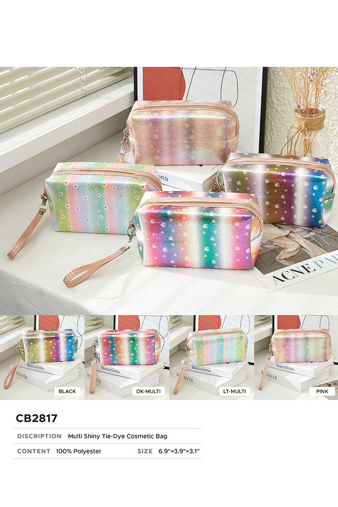 Women's Multi Shiny Tie Dye Cosmetic Bag — bag photo 2