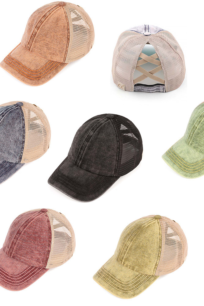 Stone Washed Denim Kid Ponytail Cap for kids by BURACQ