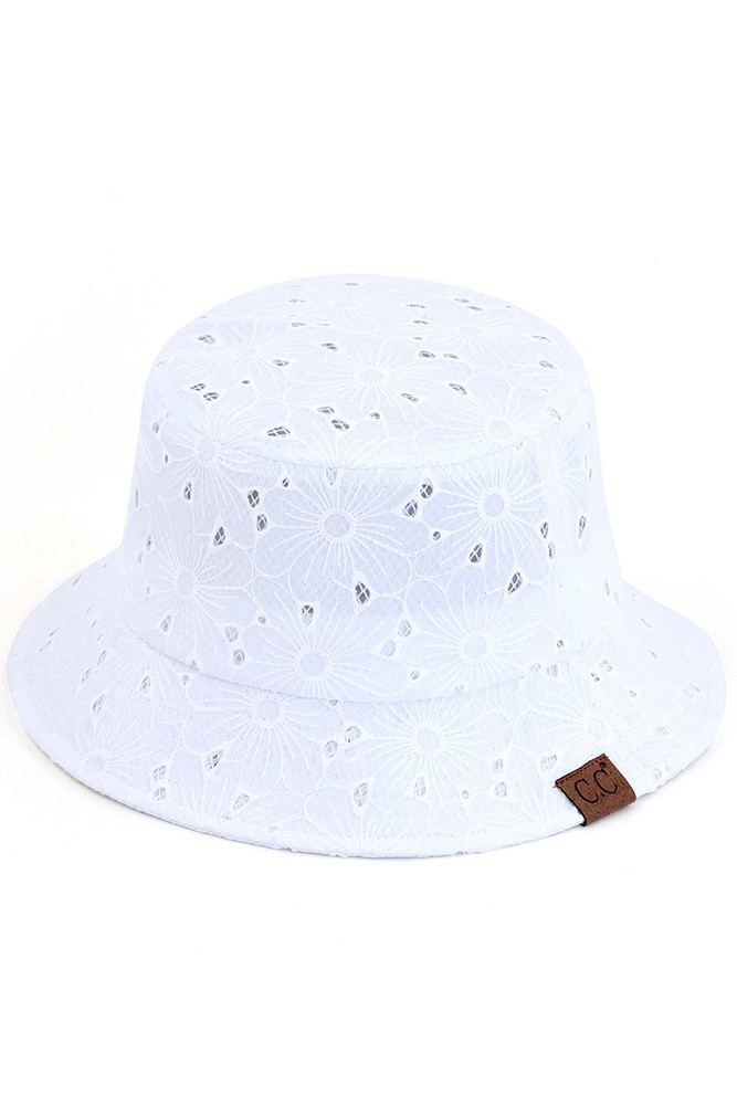 Women's Embroidered Floral Cotton Eyelet Hat — hat photo 6