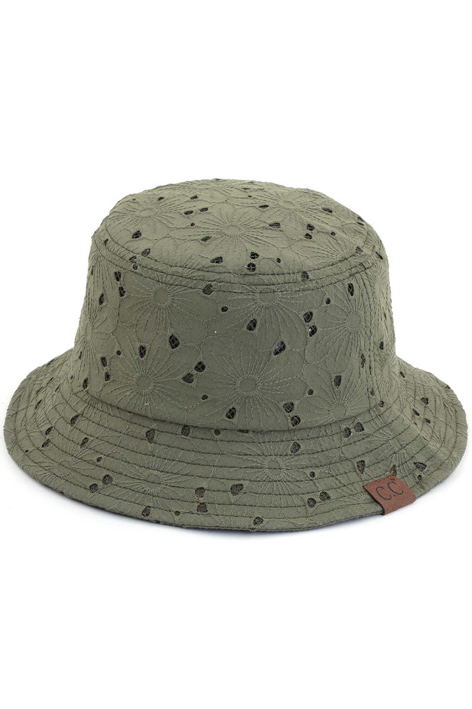 Women's Embroidered Floral Cotton Eyelet Hat — hat photo 8