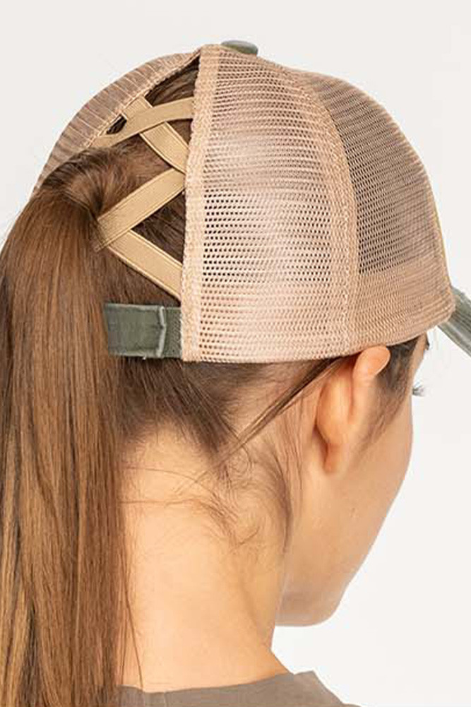 Women's Aztec Patch Distressed Ponytail Cap — cap photo 5