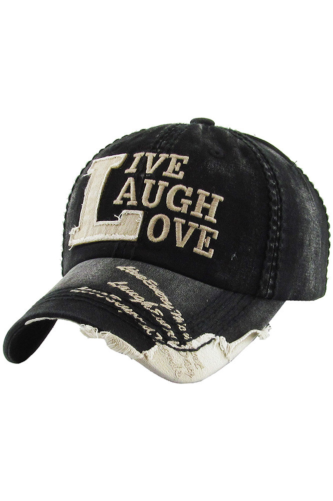 Women's Live Laugh Love Vintage Baseball Cap in Black
