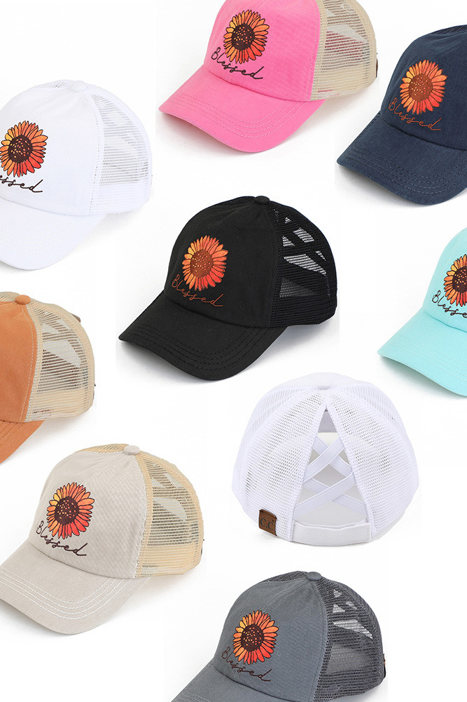 Women's Daisy Patch Blessed Ponytail Cap by BURACQ