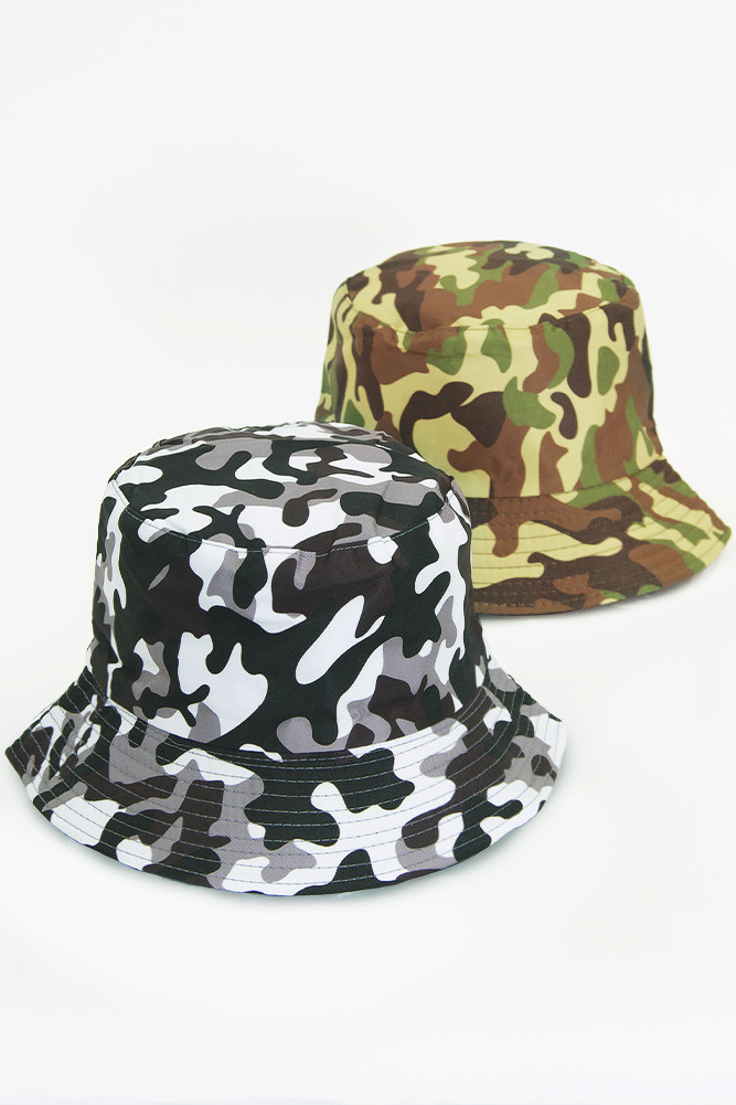 Women's Camo Print Reversible Bucket Hat by BURACQ