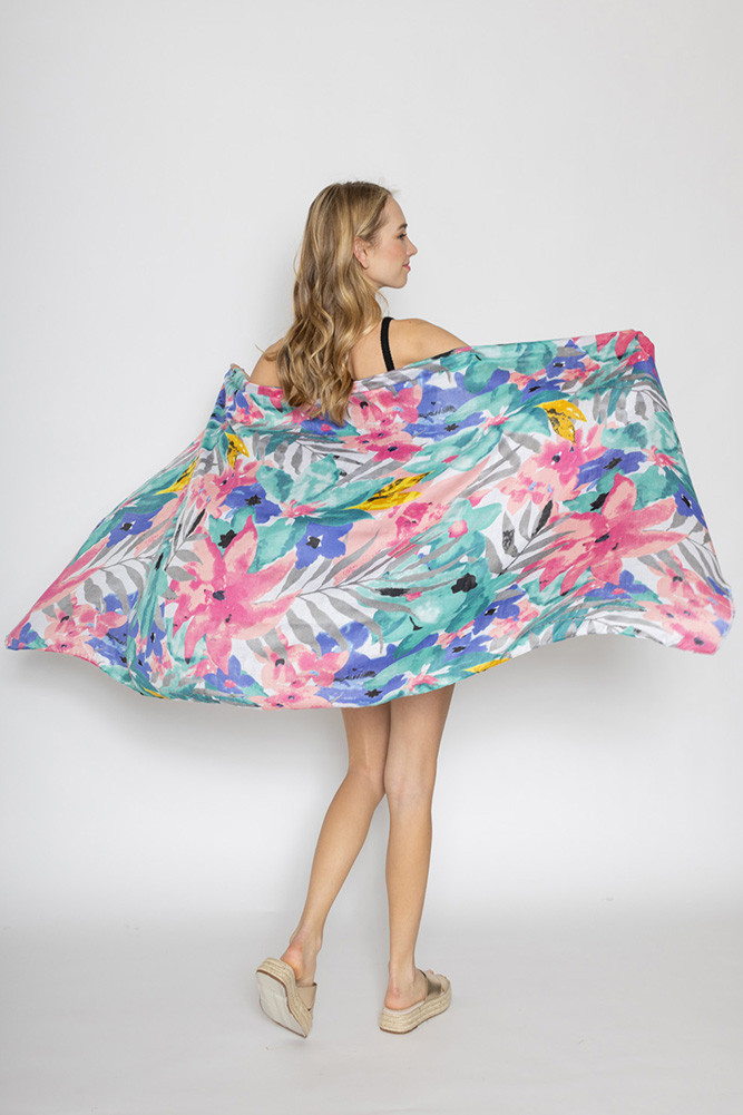 Women's Water Color Floral Print Scarf — scarf photo 3