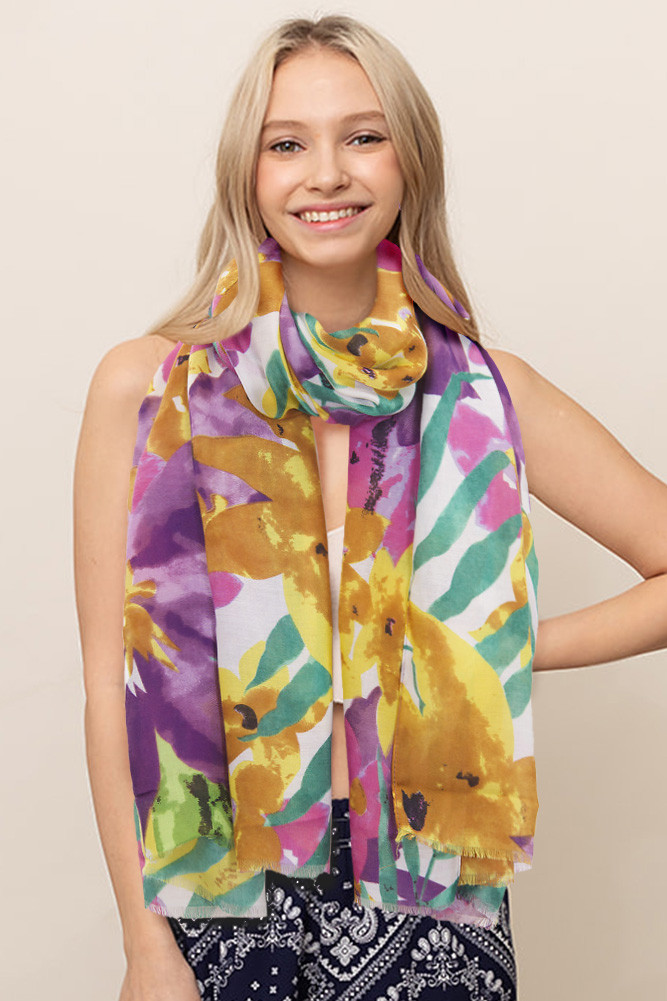 Women's Water Color Floral Print Scarf by BURACQ