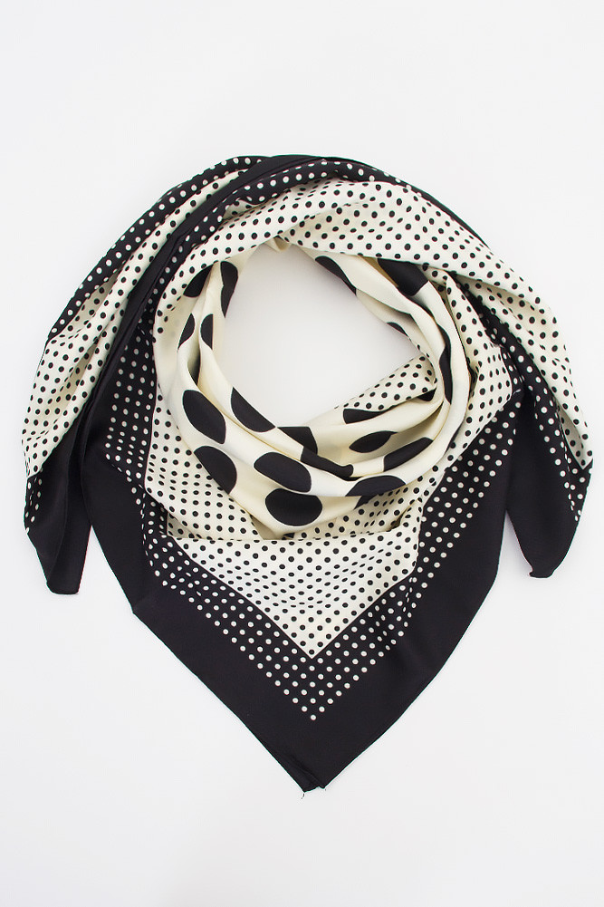 Women's Polka Dots Print Silky Twill Scarf — scarf photo 2