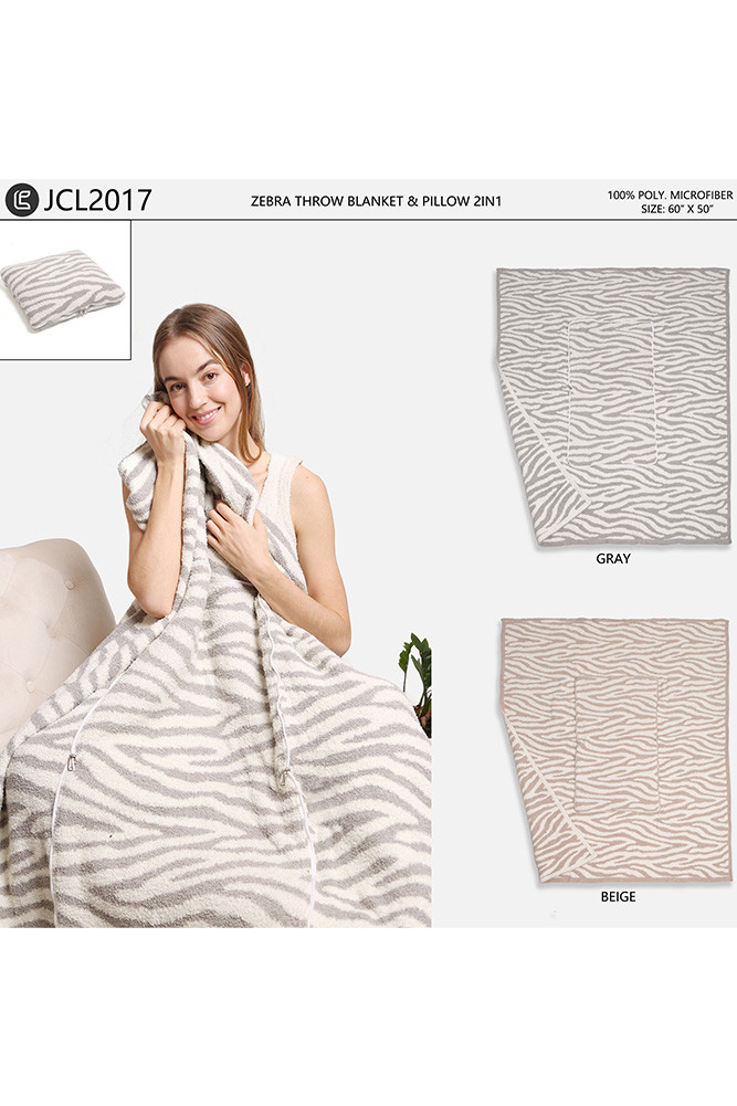 Zebra Throw 2-in-1 Blanket Pillow for Travel and Home — blanket photo 2