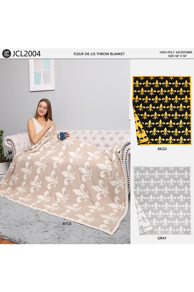 Fleur-De-lis Throw Blanket for Couch and Bed — blanket photo 3