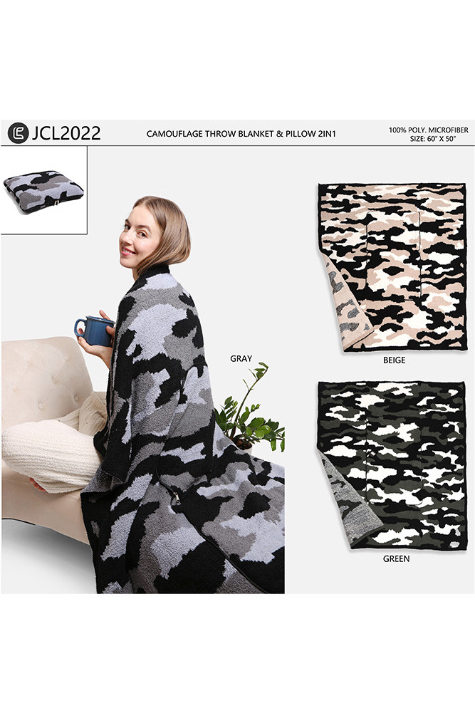 Camouflage Throw 2-in-1 Blanket Pillow for Travel and Home — blanket photo 2