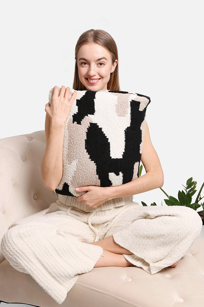 Camouflage Throw 2-in-1 Blanket Pillow for Travel and Home in Beige