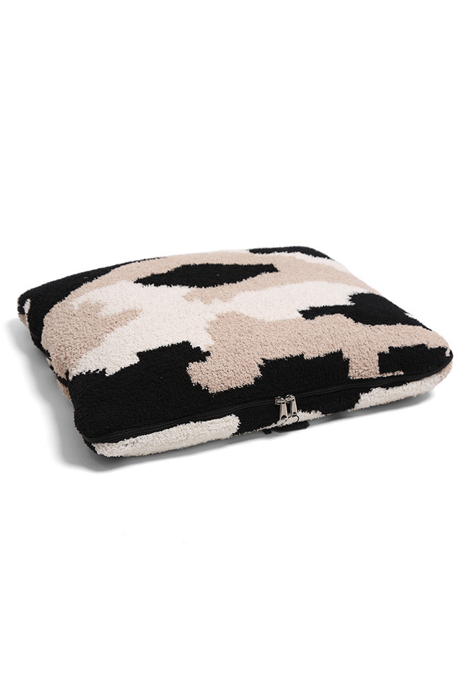 Camouflage Throw 2-in-1 Blanket Pillow for Travel and Home in Beige