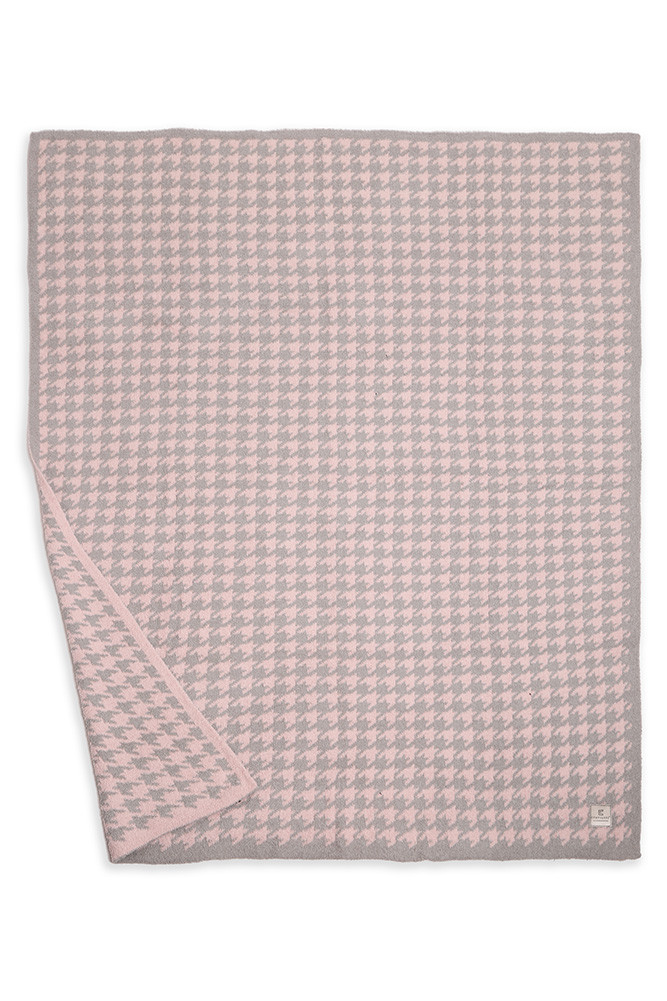 Houndstooth Throw Blanket for Couch and Bed in Pink