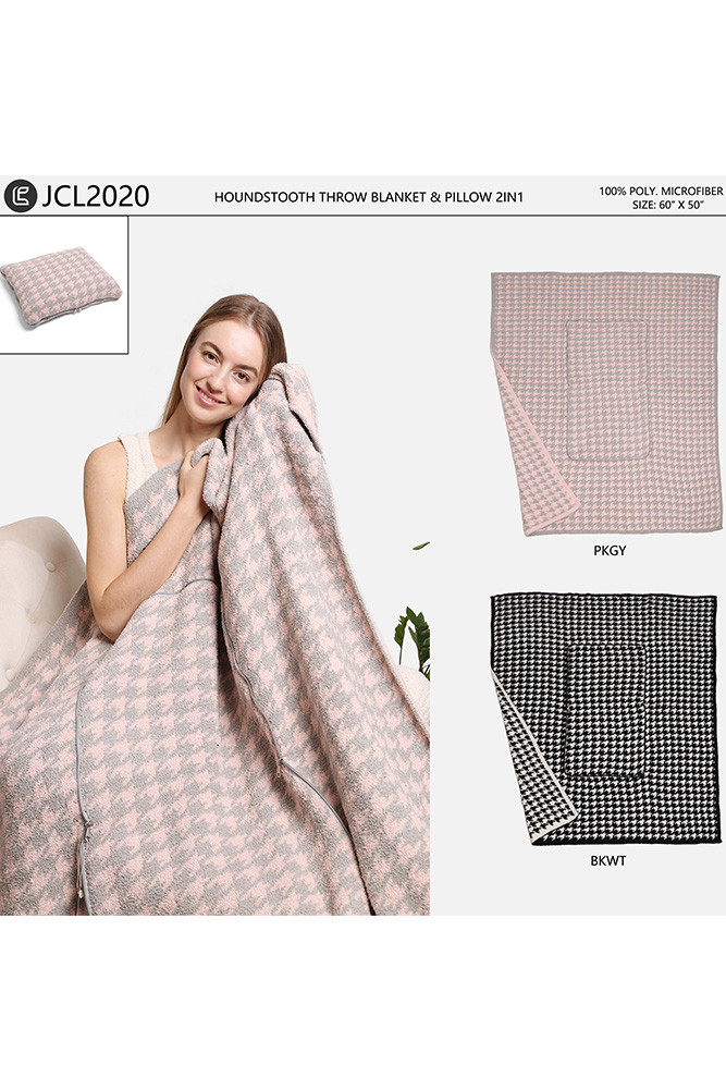 Houndstooth 2-in-1 Throw Blanket and Pillow for Travel and Home — blanket photo 2