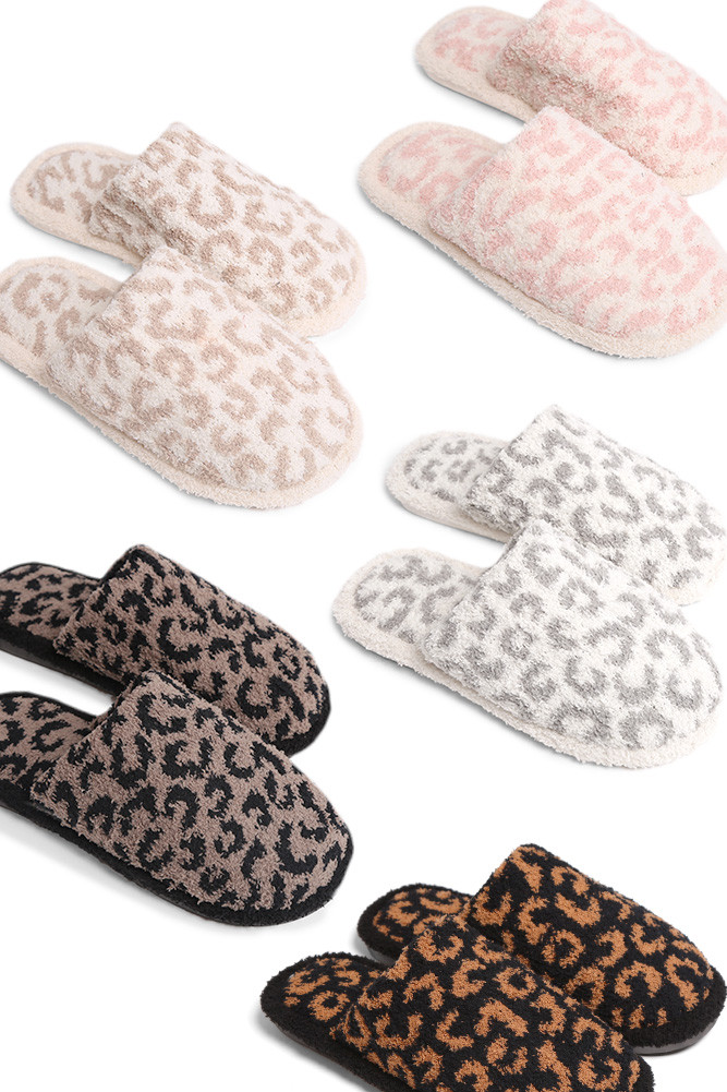 Women's Comfy Leopard Animal Print Fuzzy Microfiber Slipper — slippers photo 2