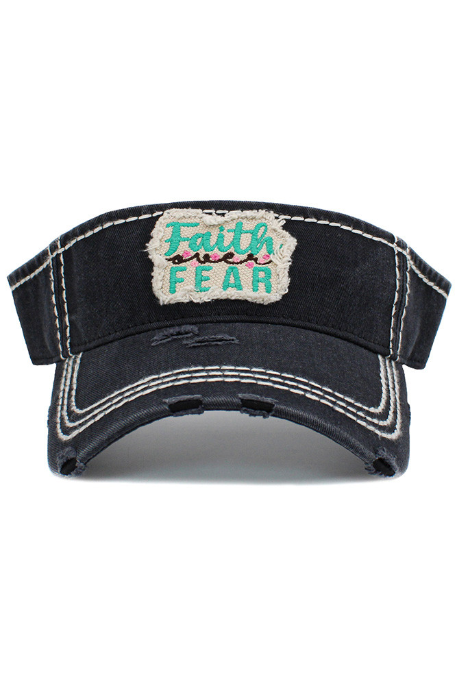 Women's Faith Over Fear Vintage Visor Cap — visor photo 3