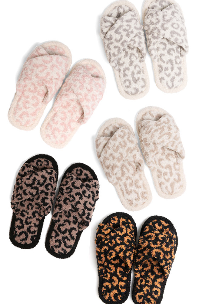 Women's Leopard Criss-Cross Slippers by BURACQ