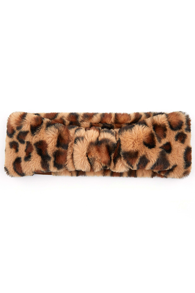 Women's Leopard Pattern Faux Fur Headwrap — headwrap photo 4