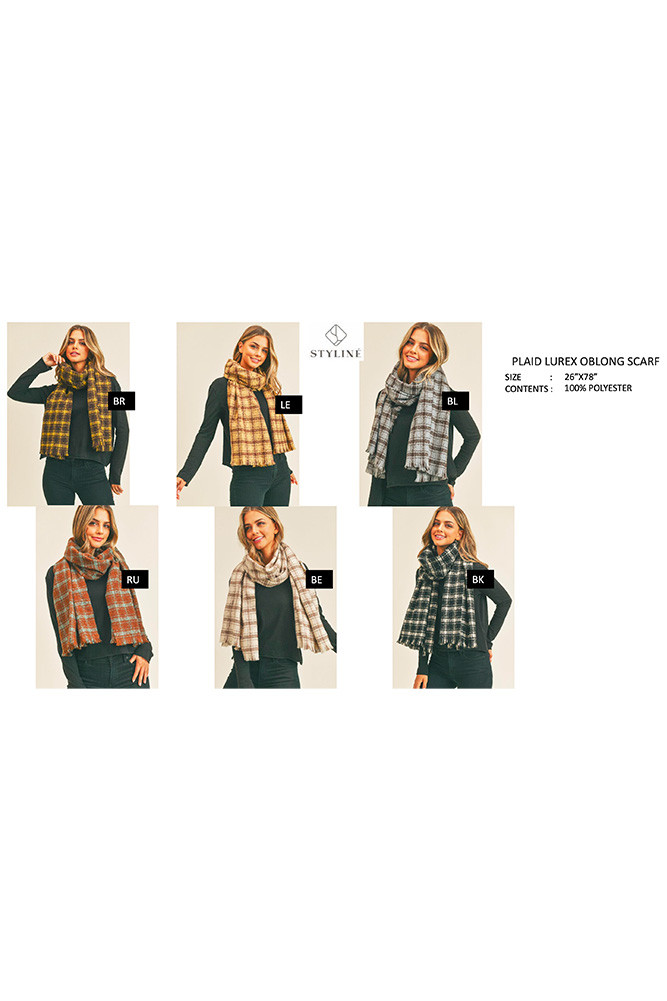 Women's Plaid Lurex Obling Scarf — scarf photo 2