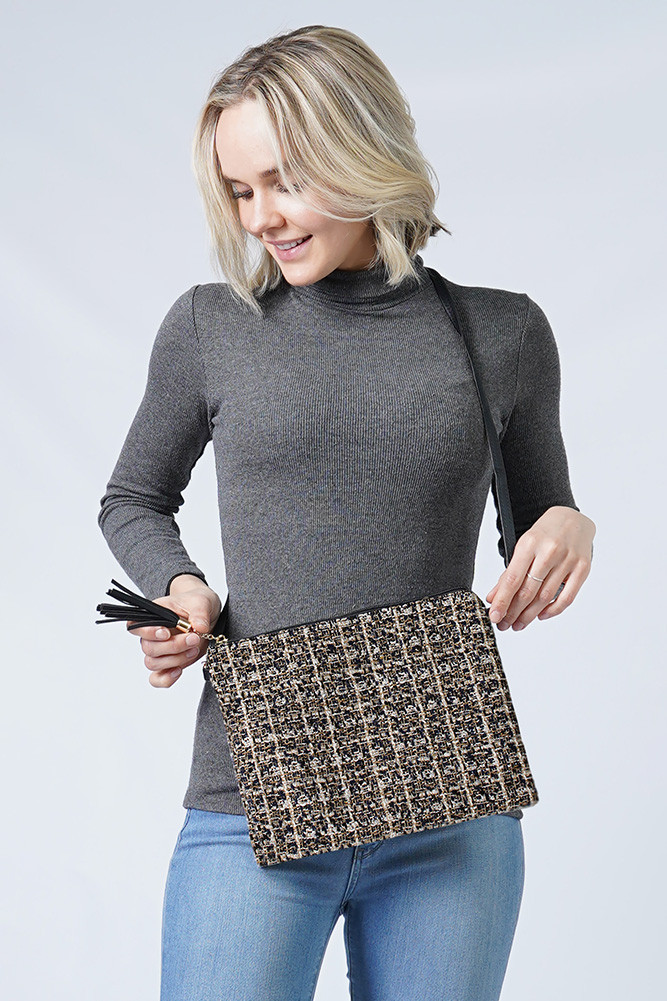 Women's Tweed Lurex Crossbody Bag by BURACQ