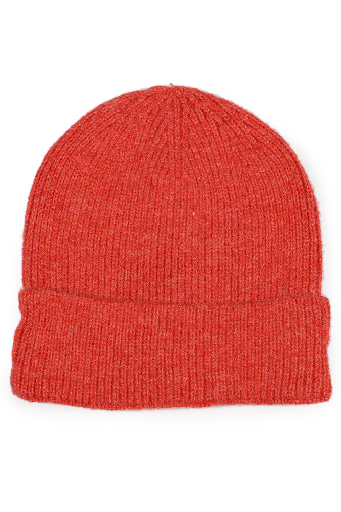 Women's Ribbed Cuff Beanie in Rust