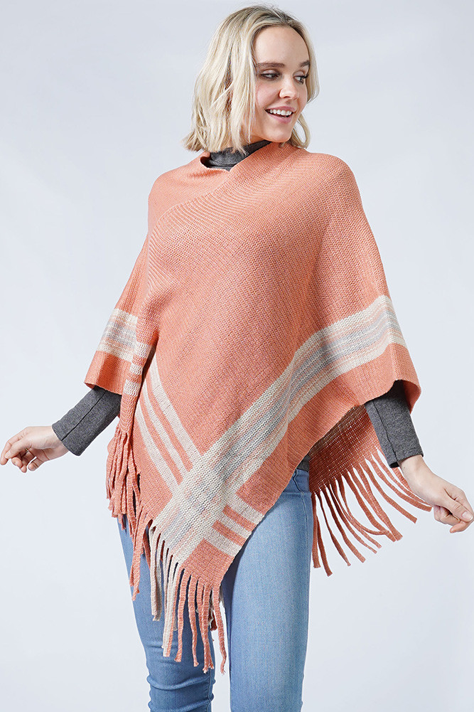 Women's Knit Poncho with Tassel by BURACQ