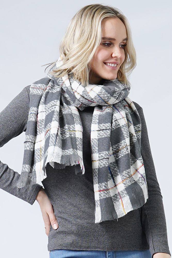 Women's Plaid Oblong Scarf by BURACQ