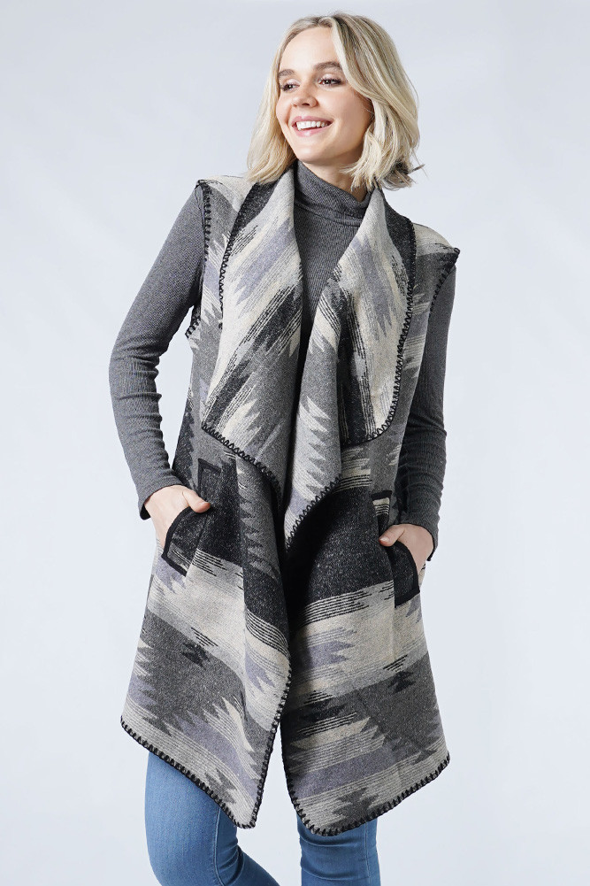 Women's Western Pattern Print Vest by BURACQ