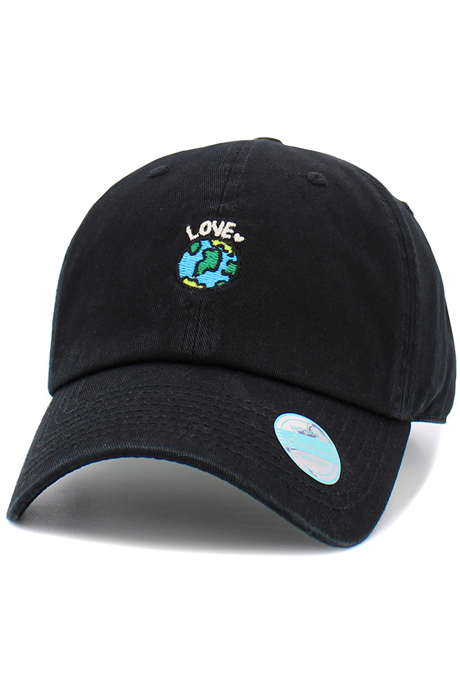 Women's Love Earth Cotton Baseball Cap in Black