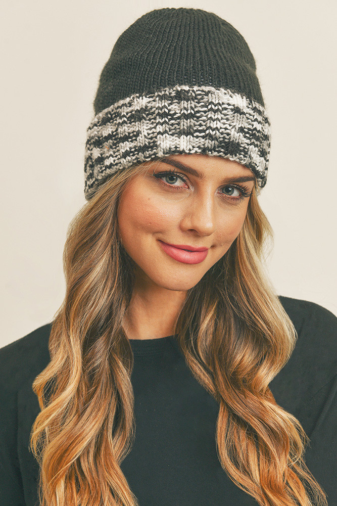 Women's Multi Color Band Fleece Beanie by BURACQ