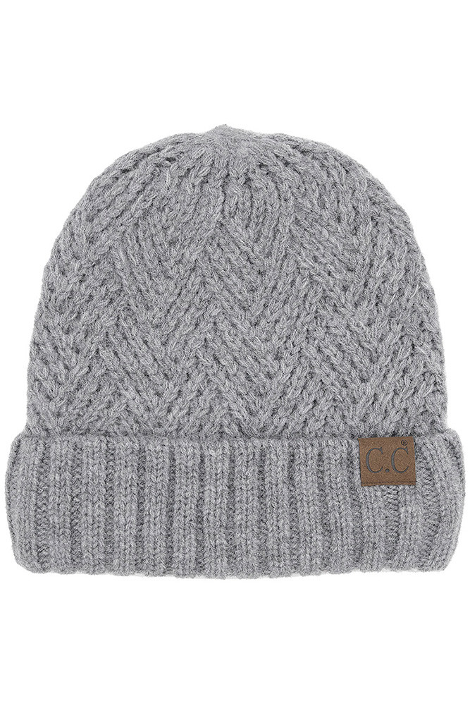 Women's Criss-Cross Pattern Cuff Beanie — beanie photo 3