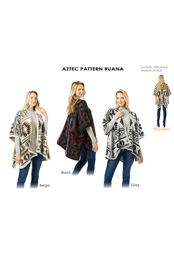 Women's Aztec Pattern Ruana — ruana wrap photo 2