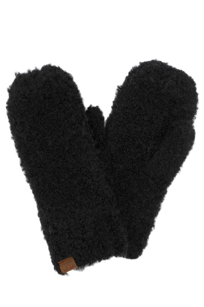 Women's Mixed Color Boucle Mittens in Black