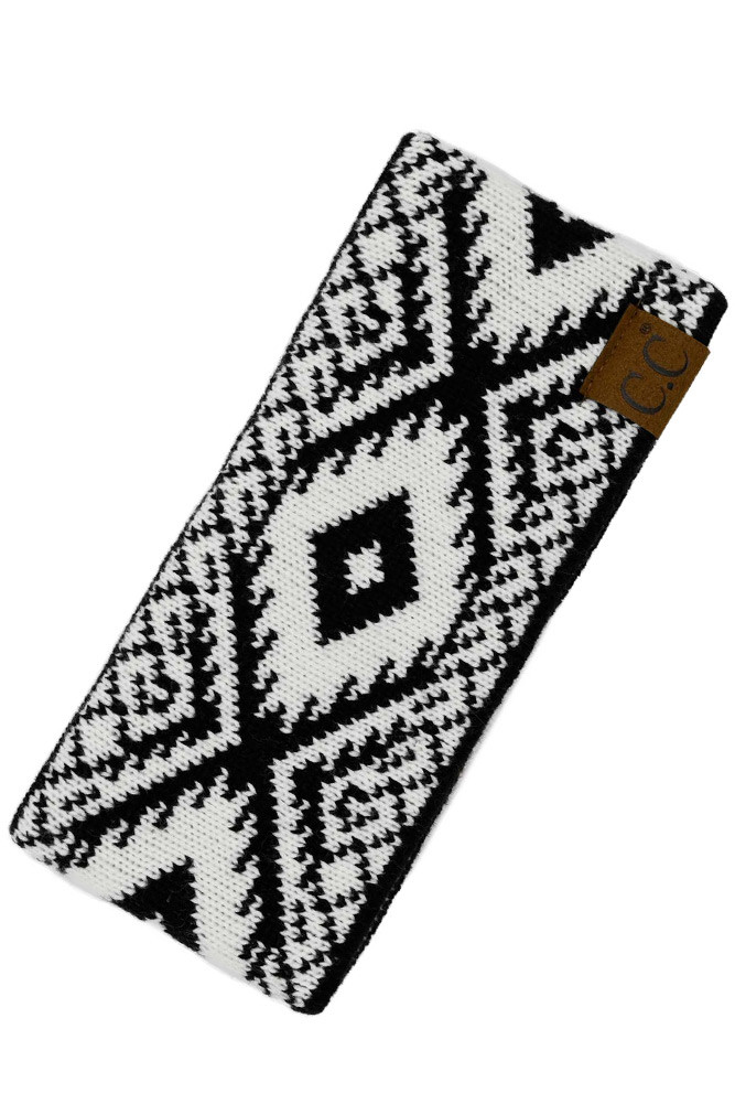 Women's Aztec Pattern Headwraps in Black