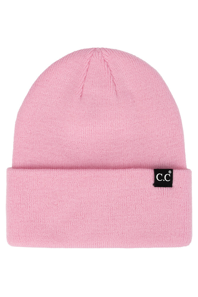 Women's Solid Cuff Beanie in Barbie Pink