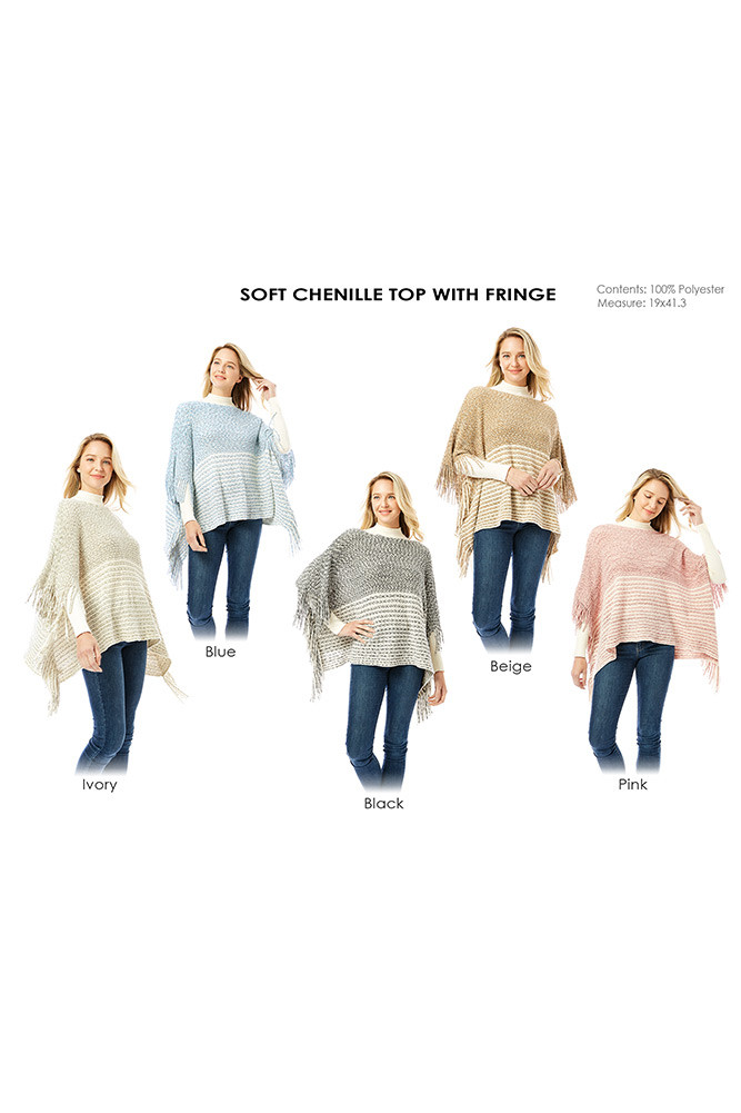 Women's Soft Chenille Top with Fringe — top photo 2