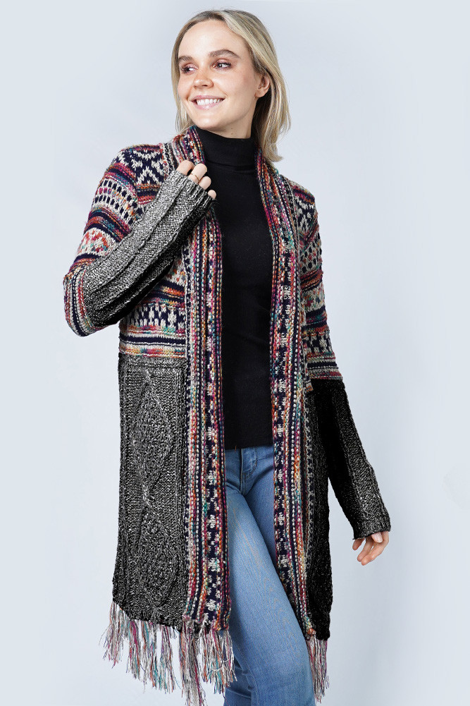 Women's Ethnic Pattern Knit Cardigan by BURACQ